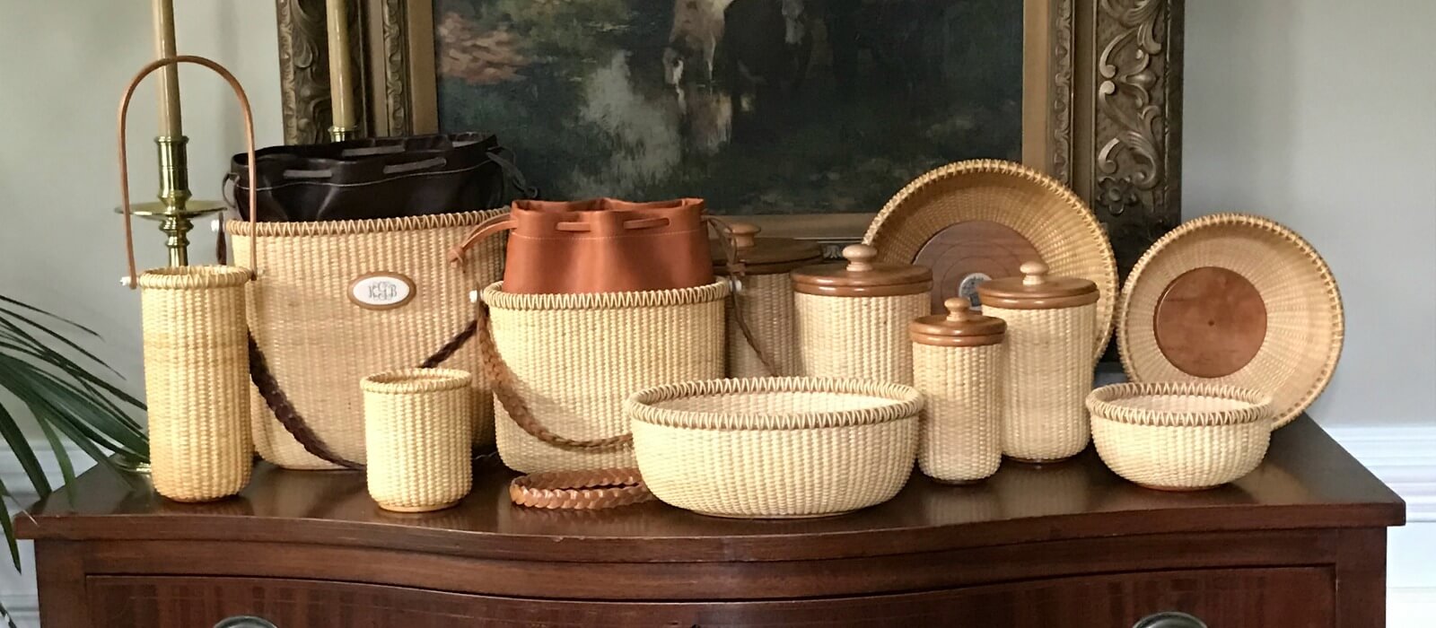 Vintage Nantucket style wicker basket with carved whale | Home Tonic